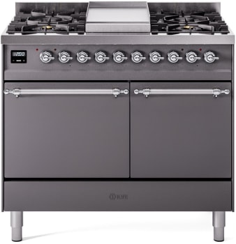 Ilve Nostalgie II Collection UPD40FQNMPMGC - 40 Inch Freestanding Dual Fuel Range in Front View