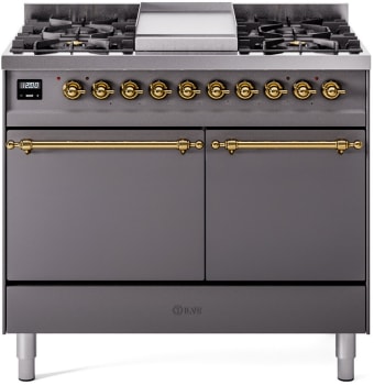 Ilve Nostalgie II Collection UPD40FQNMPMGG - 40 Inch Freestanding Dual Fuel Range in Front View