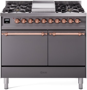 Ilve Nostalgie II Collection UPD40FQNMPMGP - 40 Inch Freestanding Dual Fuel Range in Front View