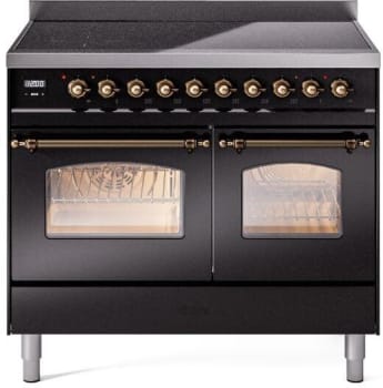 Ilve Nostalgie II Collection UPDI406NMPBKB - 40 Inch Freestanding Electric Induction Range in Front View