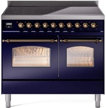 Ilve Nostalgie II Collection UPDI406NMPMBB - 40 Inch Freestanding Electric Induction Range in Front View