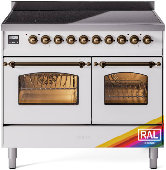 Ilve Nostalgie II Collection UPDI406NMPRAB - 40 Inch Triple Glass Door Freestanding Induction Range in Custom Color with 6 Elements and Bronze Trim