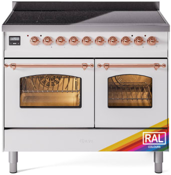 Ilve Nostalgie II Collection UPDI406NMPRAP - 40 Inch Triple Glass Door Freestanding Induction Range in Custom Color with 6 Elements and Copper Trim