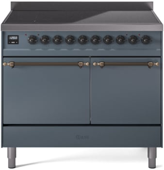 Ilve Nostalgie II Collection UPDI406QNMPBGB - 40 Inch Solid Door Freestanding Induction Range in Bronze Trim with 6 Elements