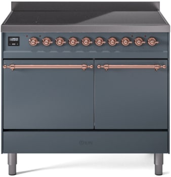 Ilve Nostalgie II Collection UPDI406QNMPBGP - 40 Inch Solid Door Freestanding Induction Range in Copper Trim with 6 Elements