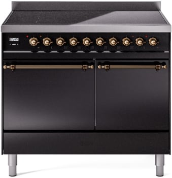 Ilve Nostalgie II Collection UPDI406QNMPBKB - 40 Inch Solid Door Freestanding Induction Range in Bronze Trim with 6 Elements