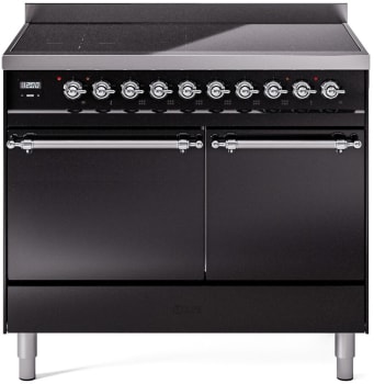 Ilve Nostalgie II Collection UPDI406QNMPBKC - 40 Inch Solid Door Freestanding Induction Range in Chrome Trim with 6 Elements