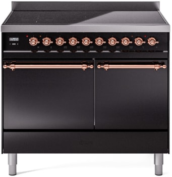 Ilve Nostalgie II Collection UPDI406QNMPBKP - 40 Inch Solid Door Freestanding Induction Range in Copper Trim with 6 Elements