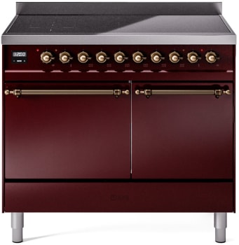 Ilve Nostalgie II Collection UPDI406QNMPBUB - 40 Inch Solid Door Freestanding Induction Range in Bronze Trim with 6 Elements