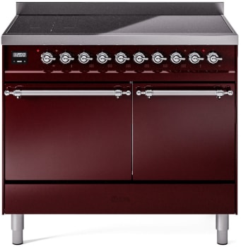Ilve Nostalgie II Collection UPDI406QNMPBUC - 40 Inch Solid Door Freestanding Induction Range in Chrome Trim with 6 Elements