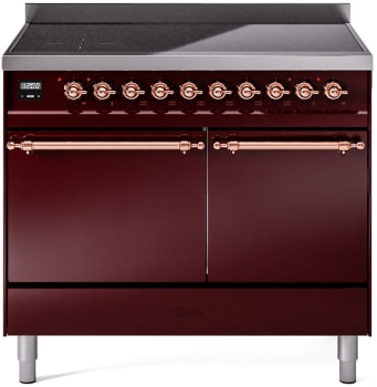 Ilve Nostalgie II Collection UPDI406QNMPBUP - 40 Inch Solid Door Freestanding Induction Range in Copper Trim with 6 Elements