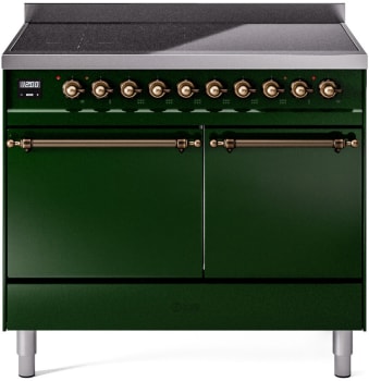 Ilve Nostalgie II Collection UPDI406QNMPEGB - 40 Inch Solid Door Freestanding Induction Range in Bronze Trim with 6 Elements