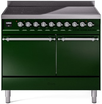 Ilve Nostalgie II Collection UPDI406QNMPEGC - 40 Inch Solid Door Freestanding Induction Range in Chrome Trim with 6 Elements