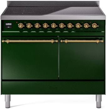 Ilve Nostalgie II Collection UPDI406QNMPEGG - 40 Inch Solid Door Freestanding Induction Range in Brass Trim with 6 Elements