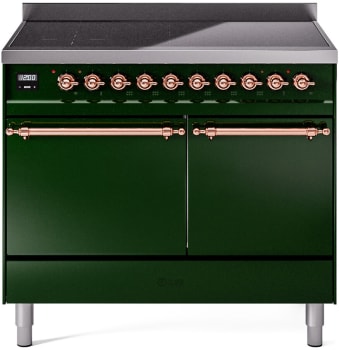 Ilve Nostalgie II Collection UPDI406QNMPEGP - 40 Inch Solid Door Freestanding Induction Range in Copper Trim with 6 Elements