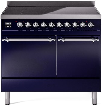 Ilve Nostalgie II Collection UPDI406QNMPMBC - 40 Inch Solid Door Freestanding Induction Range in Chrome Trim with 6 Elements
