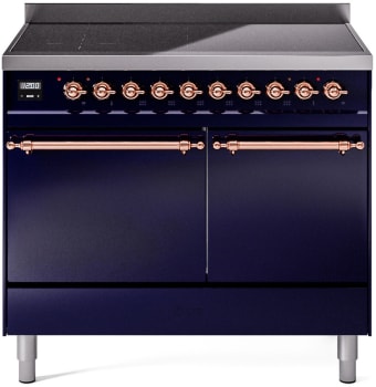 Ilve Nostalgie II Collection UPDI406QNMPMBP - 40 Inch Solid Door Freestanding Induction Range in Copper Trim with 6 Elements