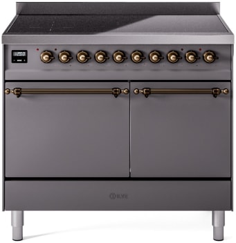 Ilve Nostalgie II Collection UPDI406QNMPMGB - 40 Inch Solid Door Freestanding Induction Range in Bronze Trim with 6 Elements