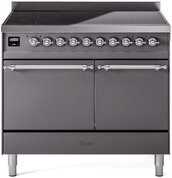 Ilve Nostalgie II Collection UPDI406QNMPMGC - 40 Inch Solid Door Freestanding Induction Range in Chrome Trim with 6 Elements