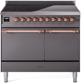 Ilve Nostalgie II Collection UPDI406QNMPMGP - 40 Inch Solid Door Freestanding Induction Range in Copper Trim with 6 Elements