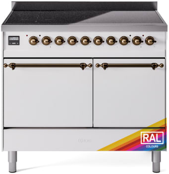 Ilve Nostalgie II Collection UPDI406QNMPRAB - 40 Inch Solid Door Freestanding Induction Range in Bronze Trim with 6 Elements