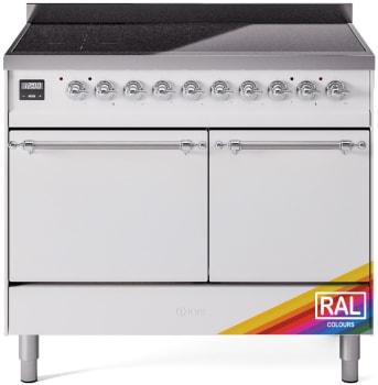 Ilve Nostalgie II Collection UPDI406QNMPRAC - 40 Inch Solid Door Freestanding Induction Range in Chrome Trim with 6 Elements