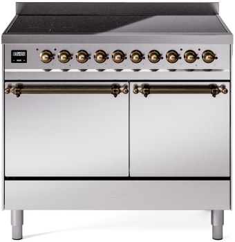 Ilve Nostalgie II Collection UPDI406QNMPSSB - 40 Inch Solid Door Freestanding Induction Range in Bronze Trim with 6 Elements