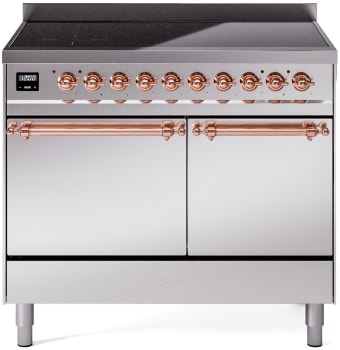 Ilve Nostalgie II Collection UPDI406QNMPSSP - 40 Inch Solid Door Freestanding Induction Range in Copper Trim with 6 Elements
