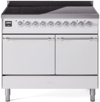 Ilve Nostalgie II Collection UPDI406QNMPWHC - 40 Inch Solid Door Freestanding Induction Range in Chrome Trim with 6 Elements