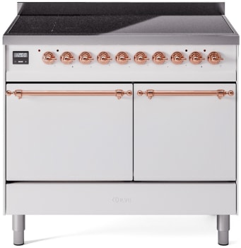 Ilve Nostalgie II Collection UPDI406QNMPWHP - 40 Inch Solid Door Freestanding Induction Range in Copper Trim with 6 Elements