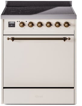 Ilve Nostalgie II Collection UPI304QNMPAWB - 30 Inch Solid Door Freestanding Induction Range in Bronze Trim with 4 Elements