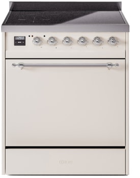Ilve Nostalgie II Collection UPI304QNMPAWC - 30 Inch Solid Door Freestanding Induction Range in Chrome Trim with 4 Elements