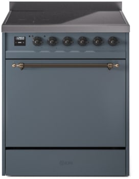 Ilve Nostalgie II Collection UPI304QNMPBGB - 30 Inch Solid Door Freestanding Induction Range in Bronze Trim with 4 Elements