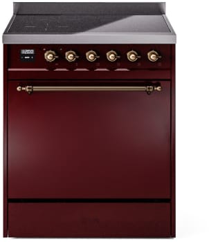 Ilve Nostalgie II Collection UPI304QNMPBUB - 30 Inch Solid Door Freestanding Induction Range in Bronze Trim with 4 Elements
