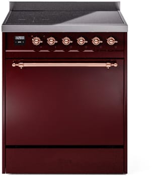 Ilve Nostalgie II Collection UPI304QNMPBUP - 30 Inch Solid Door Freestanding Induction Range in Copper Trim with 4 Elements