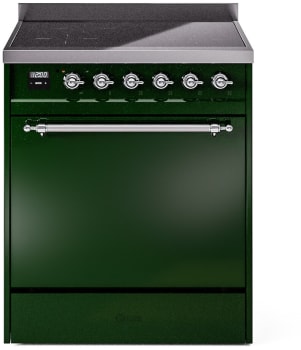 Ilve Nostalgie II Collection UPI304QNMPEGC - 30 Inch Solid Door Freestanding Induction Range in Chrome Trim with 4 Elements