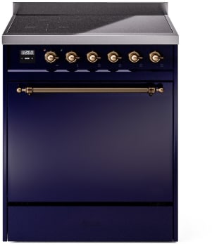 Ilve Nostalgie II Collection UPI304QNMPMBB - 30 Inch Solid Door Freestanding Induction Range in Bronze Trim with 4 Elements