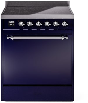 Ilve Nostalgie II Collection UPI304QNMPMBC - 30 Inch Solid Door Freestanding Induction Range in Chrome Trim with 4 Elements