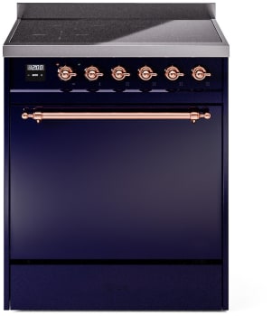 Ilve Nostalgie II Collection UPI304QNMPMBP - 30 Inch Solid Door Freestanding Induction Range in Copper Trim with 4 Elements