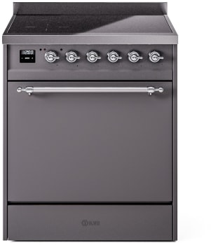 Ilve Nostalgie II Collection UPI304QNMPMGC - 30 Inch Solid Door Freestanding Induction Range in Chrome Trim with 4 Elements