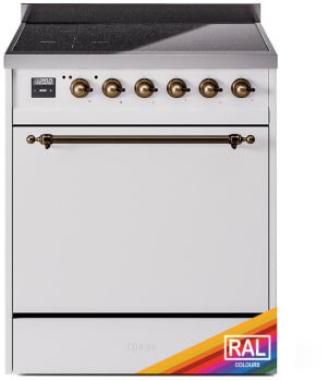 Ilve Nostalgie II Collection UPI304QNMPRAB - 30 Inch Solid Door Freestanding Induction Range in Bronze Trim with 4 Elements