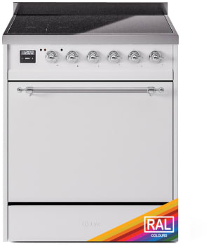 Ilve Nostalgie II Collection UPI304QNMPRAC - 30 Inch Solid Door Freestanding Induction Range in Chrome Trim with 4 Elements