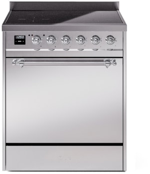 Ilve Nostalgie II Collection UPI304QNMPSSC - 30 Inch Solid Door Freestanding Induction Range in Chrome Trim with 4 Elements
