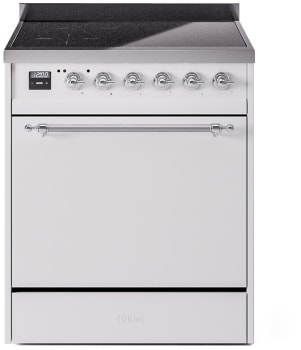 Ilve Nostalgie II Collection UPI304QNMPWHC - 30 Inch Solid Door Freestanding Induction Range in Chrome Trim with 4 Elements