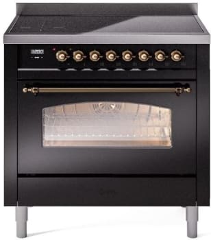Ilve Nostalgie II Collection UPI366NMPBKB - 36 Inch Freestanding Electric Induction Range in Front View