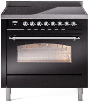 Ilve Nostalgie II Collection UPI366NMPBKC - 36 Inch Freestanding Electric Induction Range in Front View