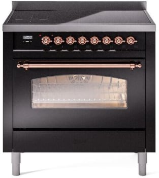Ilve Nostalgie II Collection UPI366NMPBKP - 36 Inch Freestanding Electric Induction Range in Front View