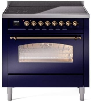 Ilve Nostalgie II Collection UPI366NMPMBB - 36 Inch Freestanding Electric Induction Range in Front View
