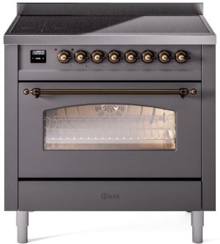 Ilve Nostalgie II Collection UPI366NMPMGB - 36 Inch Freestanding Electric Induction Range in Front View