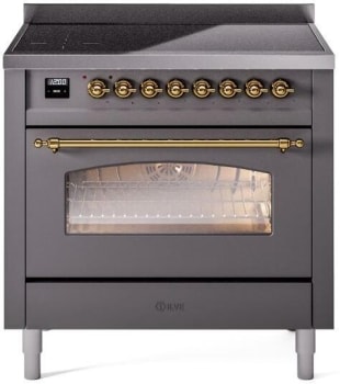 Ilve Nostalgie II Collection UPI366NMPMGG - 36 Inch Freestanding Electric Induction Range in Front View